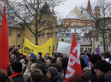 Teilnahme am Solidaritätszug für die Asylbewerber